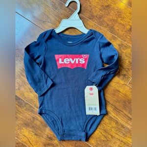 Levi's Dark Blue Baby Bodysuit with Red Logo